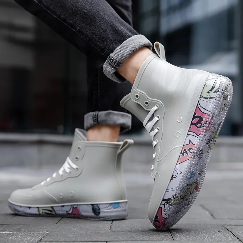 Men Rain Boots Fashion Trendy  - Crossfit Male ulasan dan harga