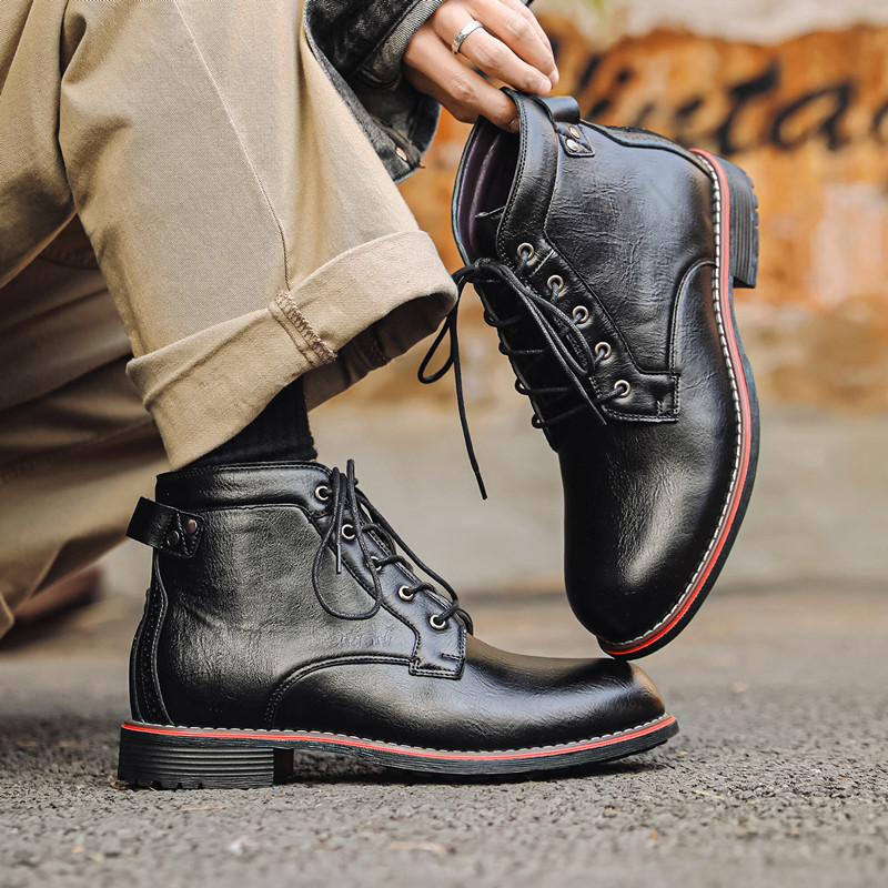 Luxury Retro High Men's Leathe - Crossfit Male ulasan dan harga
