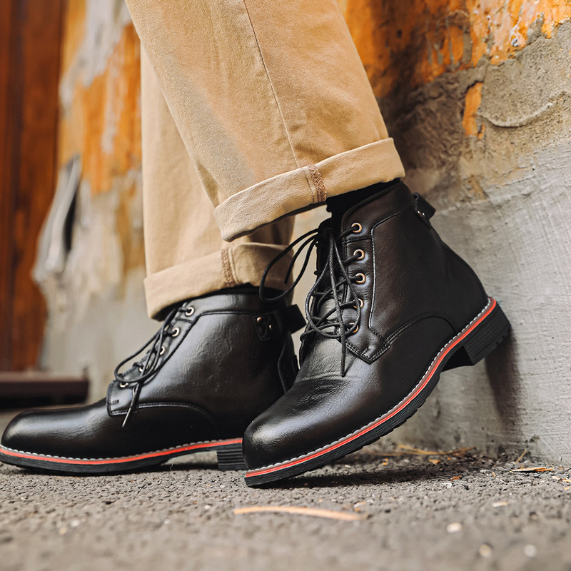 Luxury Retro High Men's Leathe - Crossfit Male ulasan dan harga