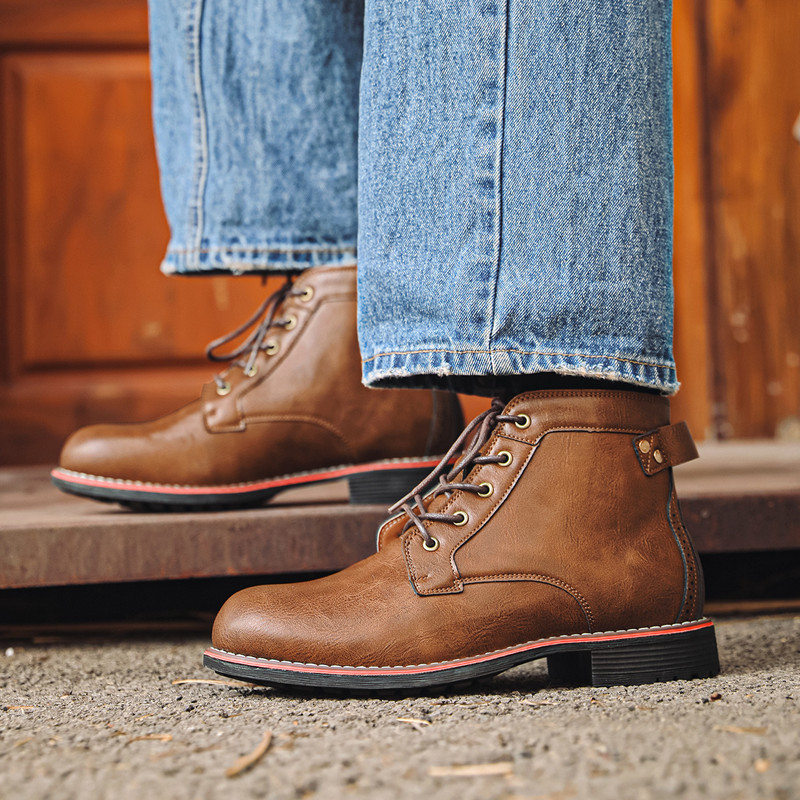 Luxury Retro High Men's Leathe - Crossfit Male ulasan dan harga
