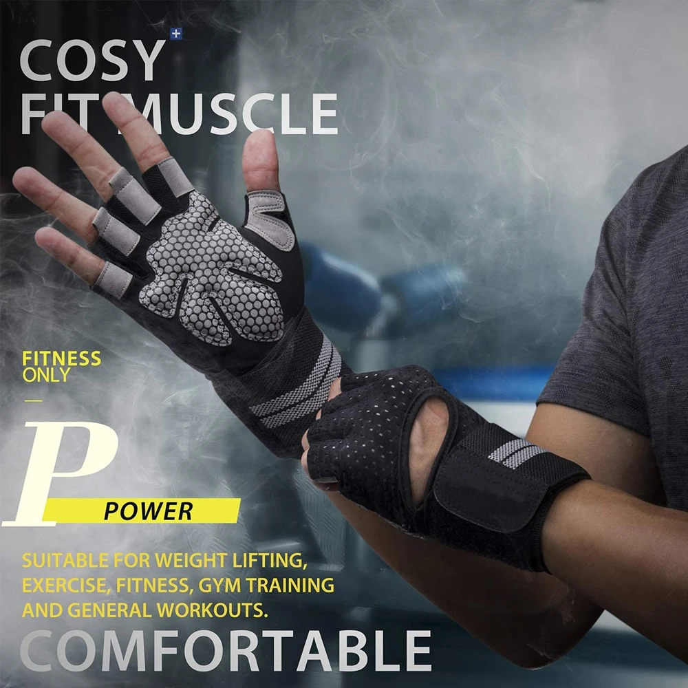 1Pair Half Finger Gym Fitness  - Crossfit G ulasan dan harga
