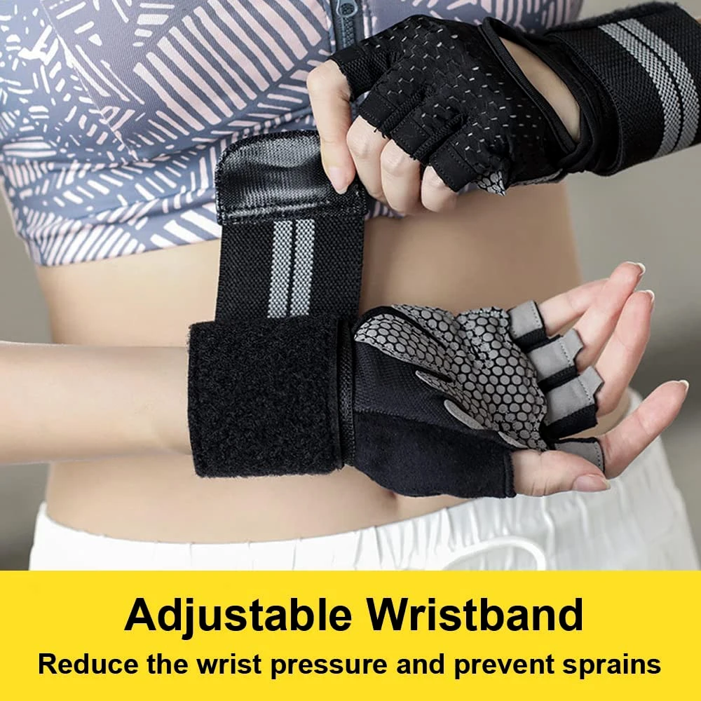 1Pair Half Finger Gym Fitness  - Crossfit G ulasan dan harga
